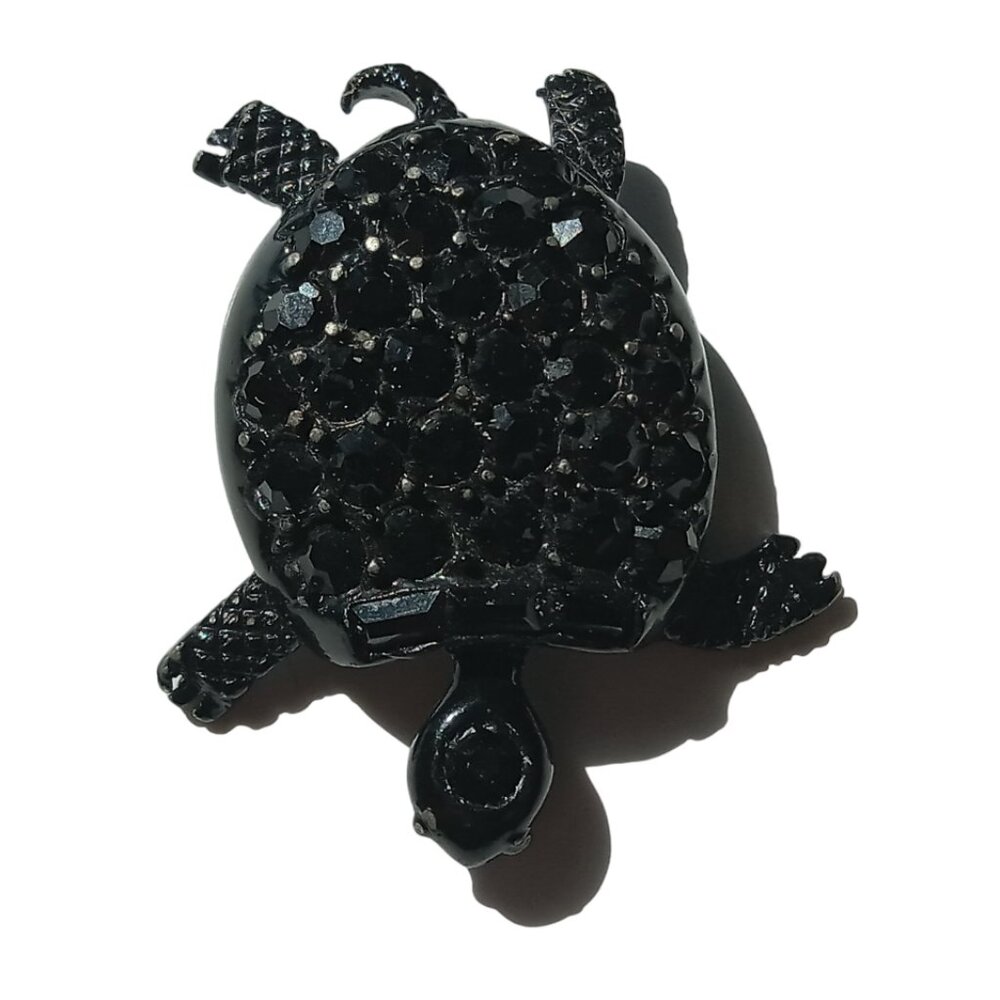Vintage PELL Black Rhinestones Tortoise Turtle Brooch Pin RARE - Picture 14 of 15